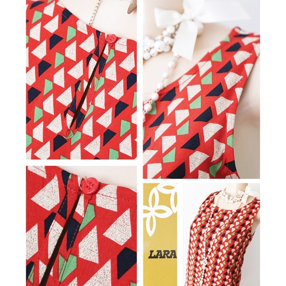 Rust Orange 70s Geometric Print Retro Sheath Dress - Picture 4 of 8